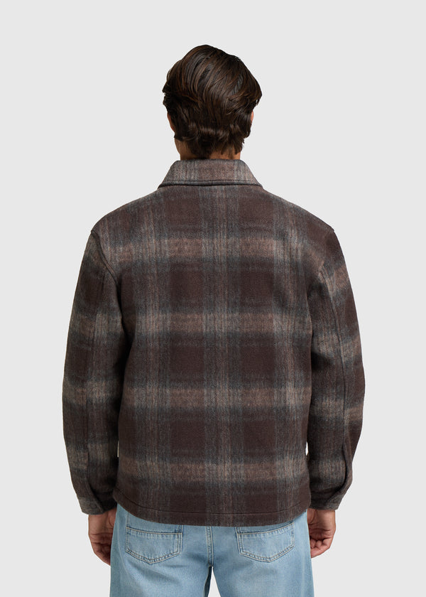 Check Zip Overshirt - Brown