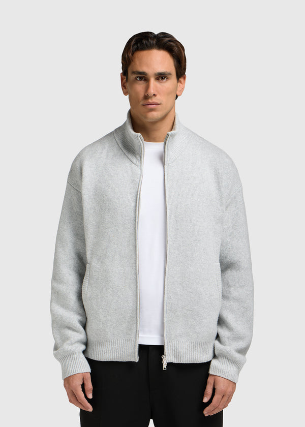Knitted Full Zip - Grey Melee