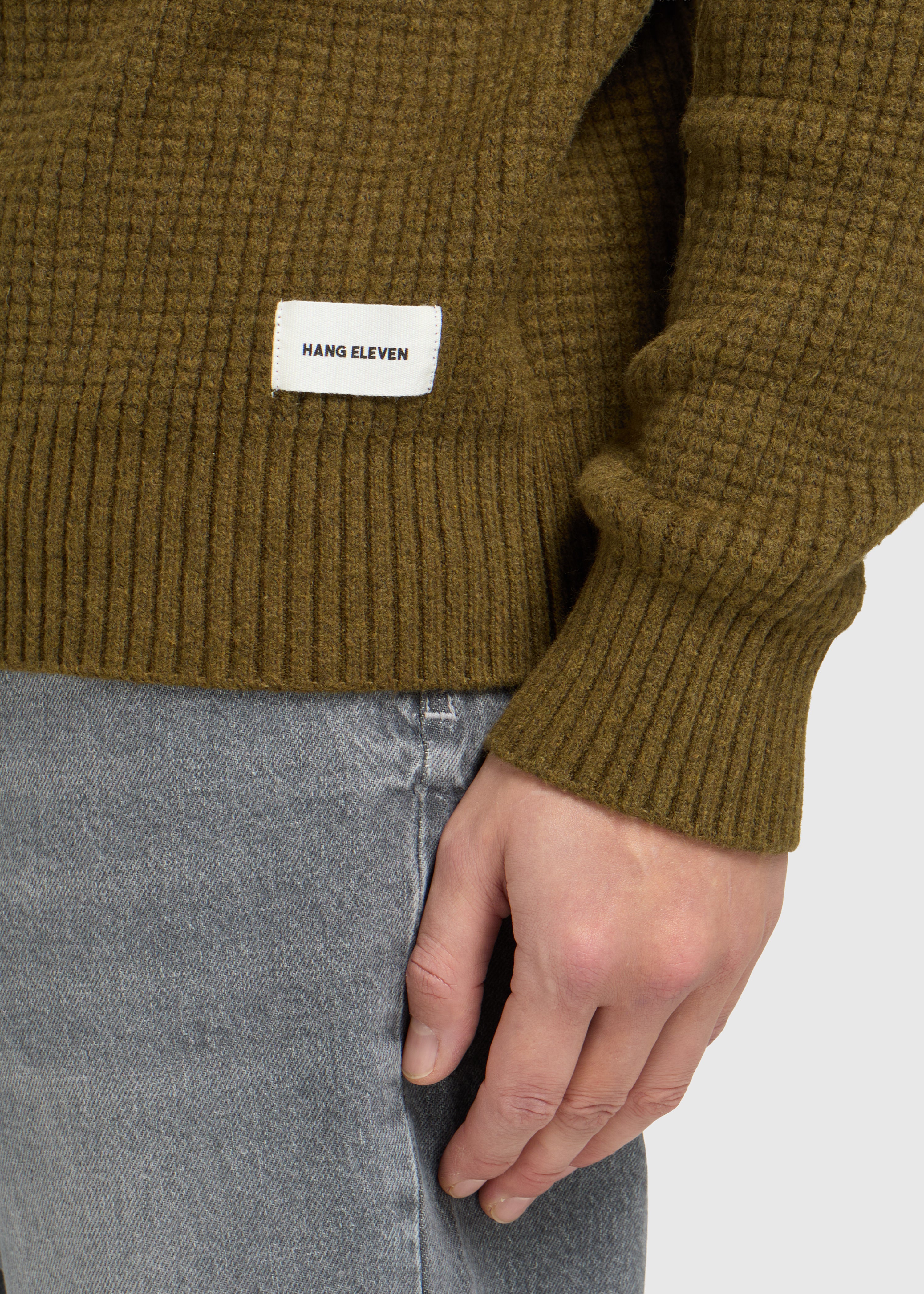 Soft Waffle Crewneck - Dark Green