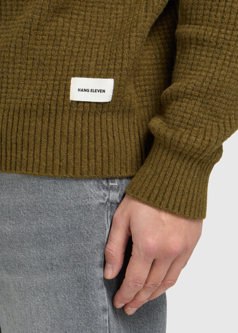 Soft Waffle Crewneck - Dark Green