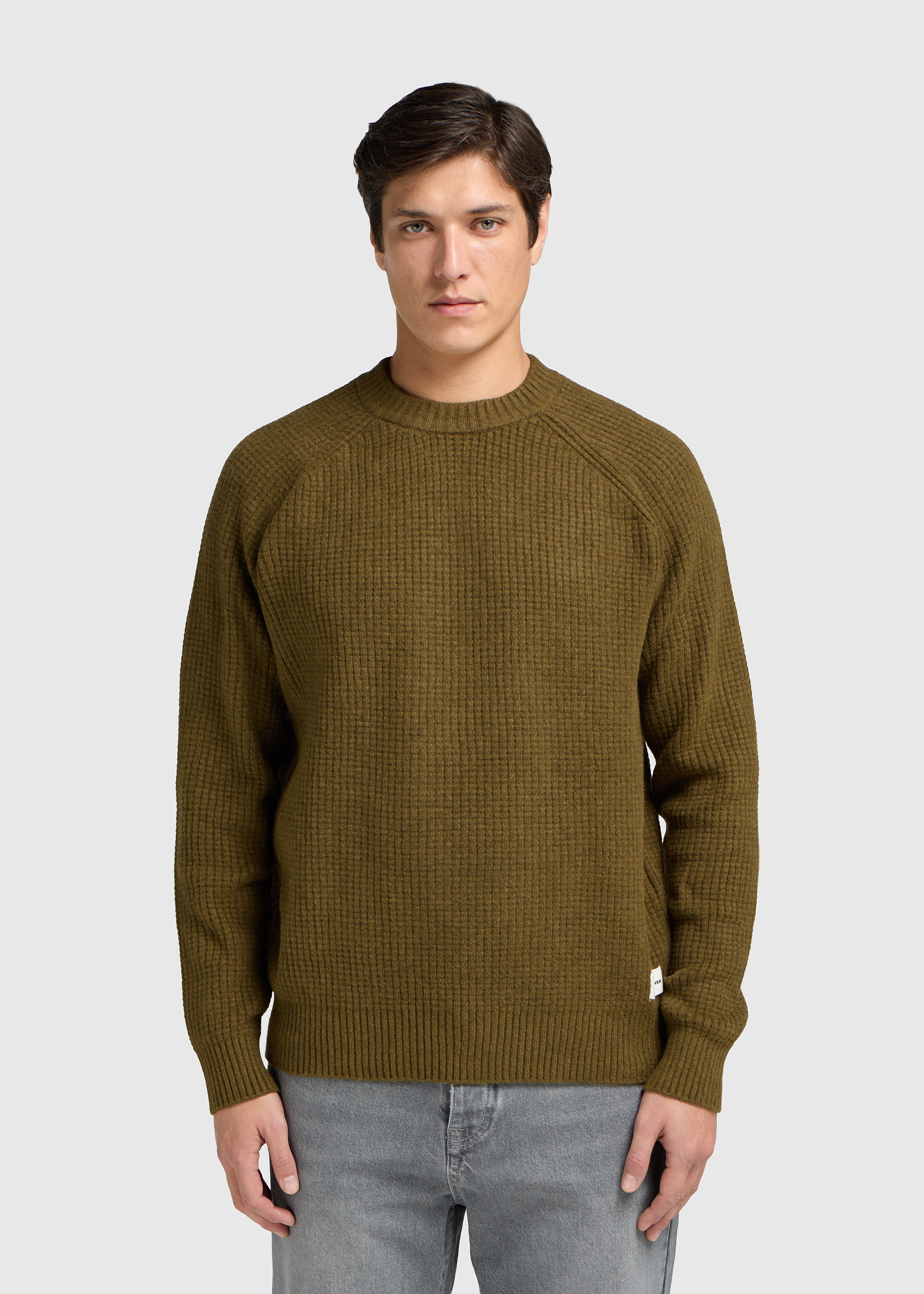 Soft Waffle Crewneck - Dark Green