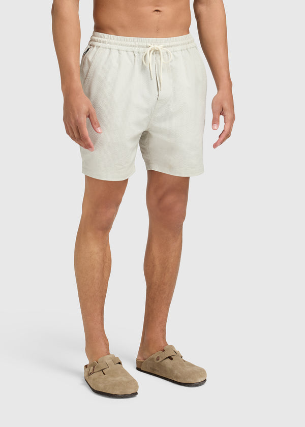 Seersucker Swim Short - White Sand