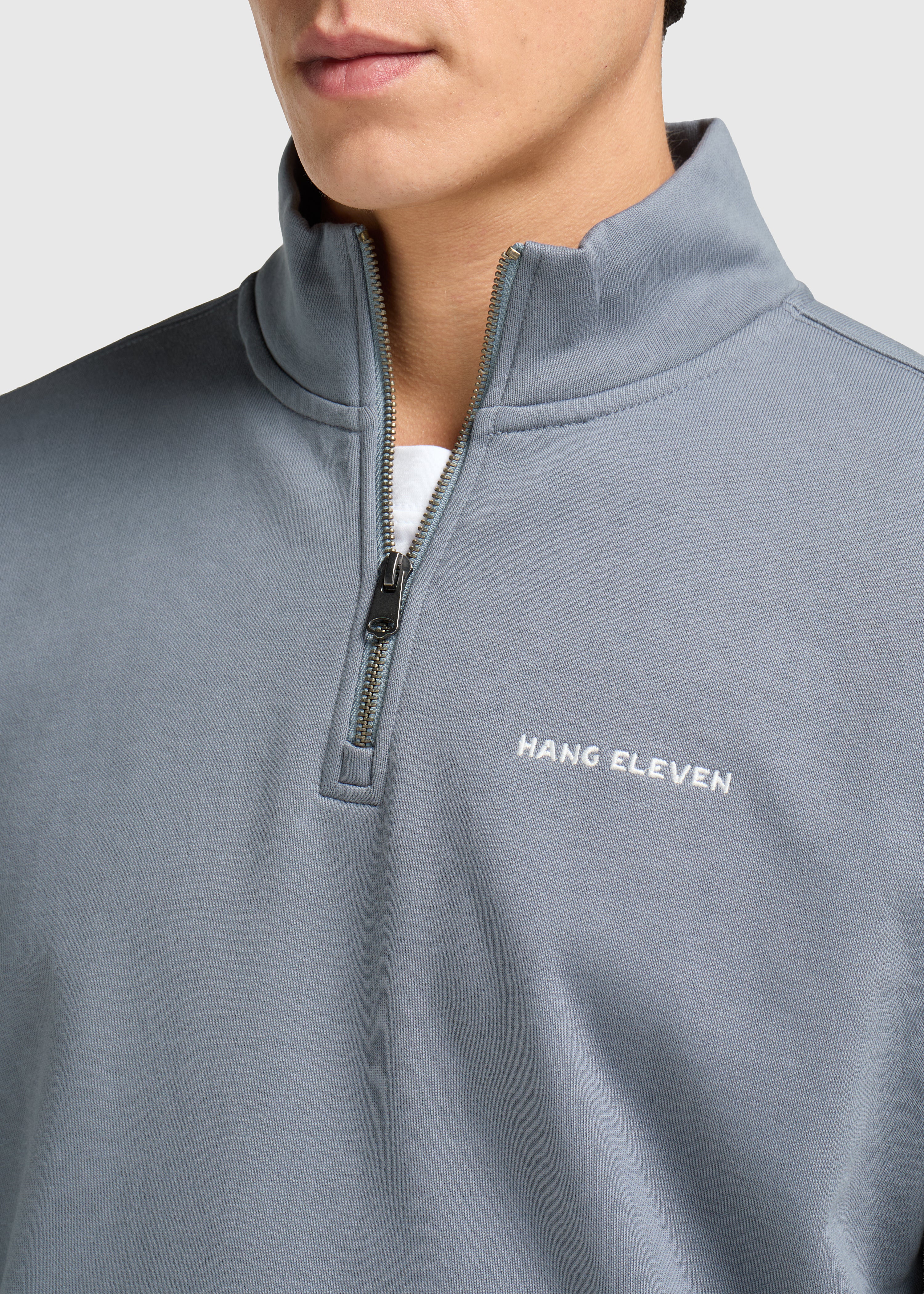 Pull à demi-zip - Gris pierre
