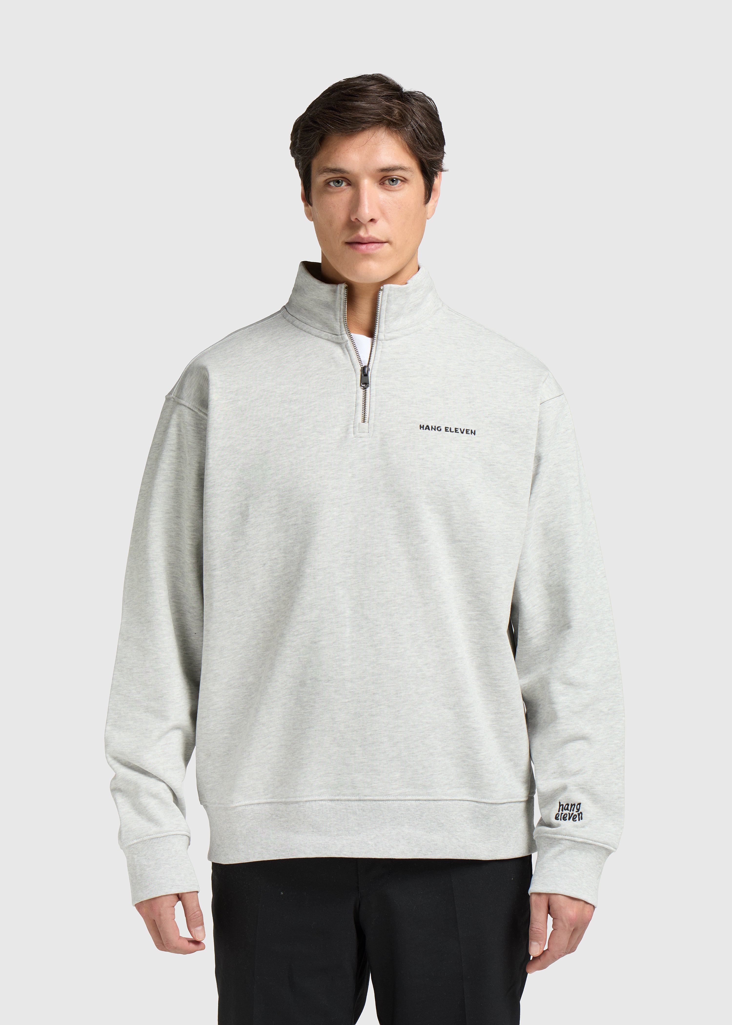 Half Zip Sweater - Grey Melee
