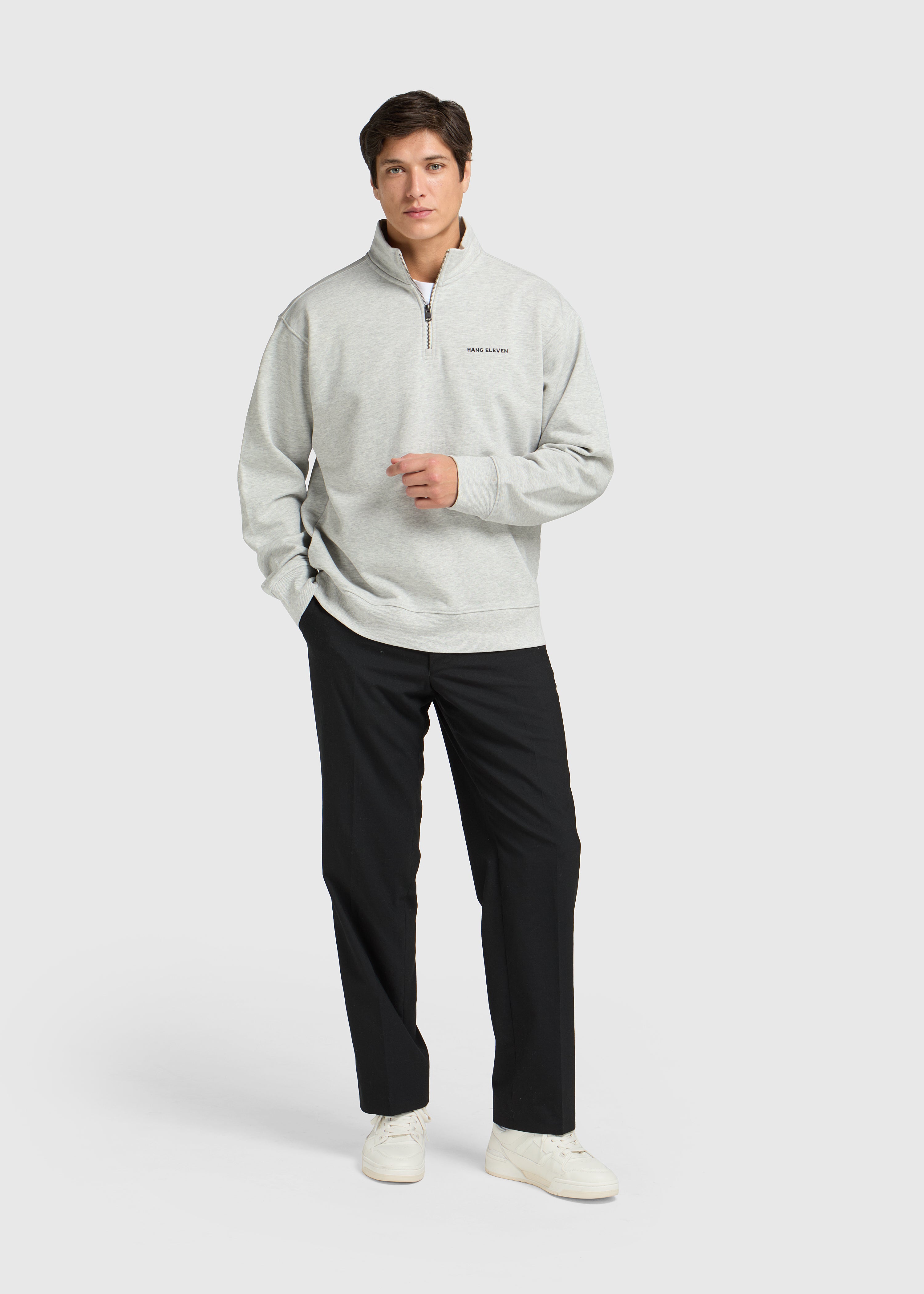 Half Zip Sweater - Grey Melee