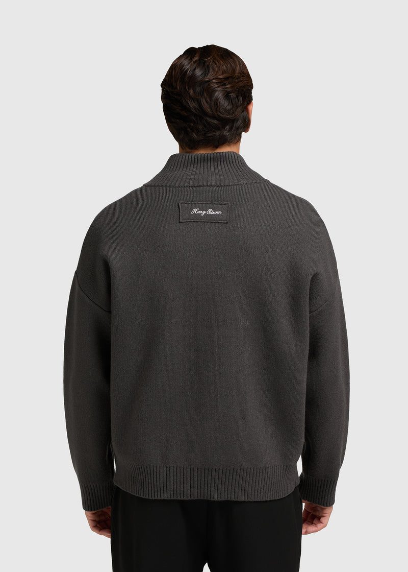 Knitted Full Zip Vest - Anthracite