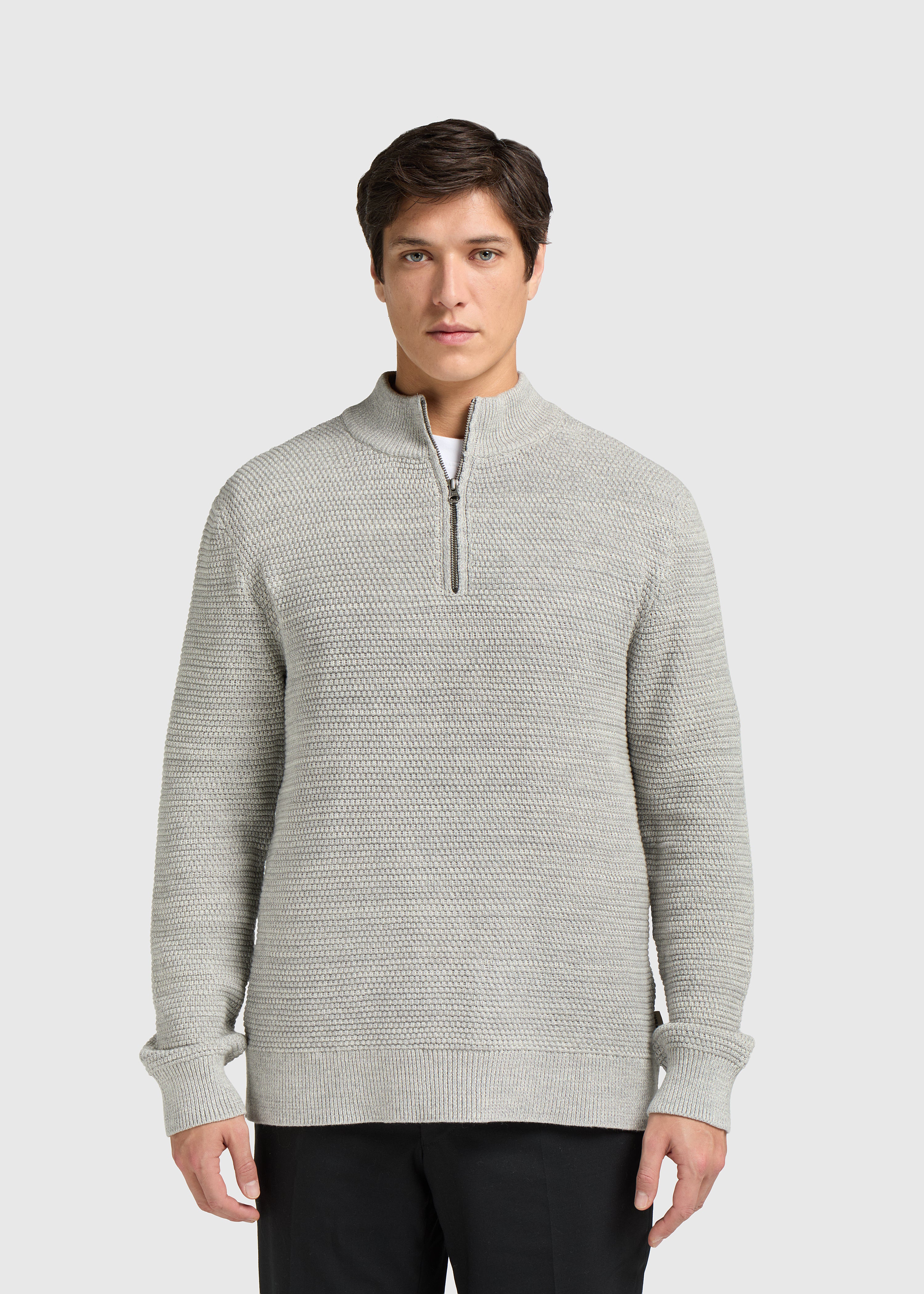 Structure Half Zip Knit - Grey Melee
