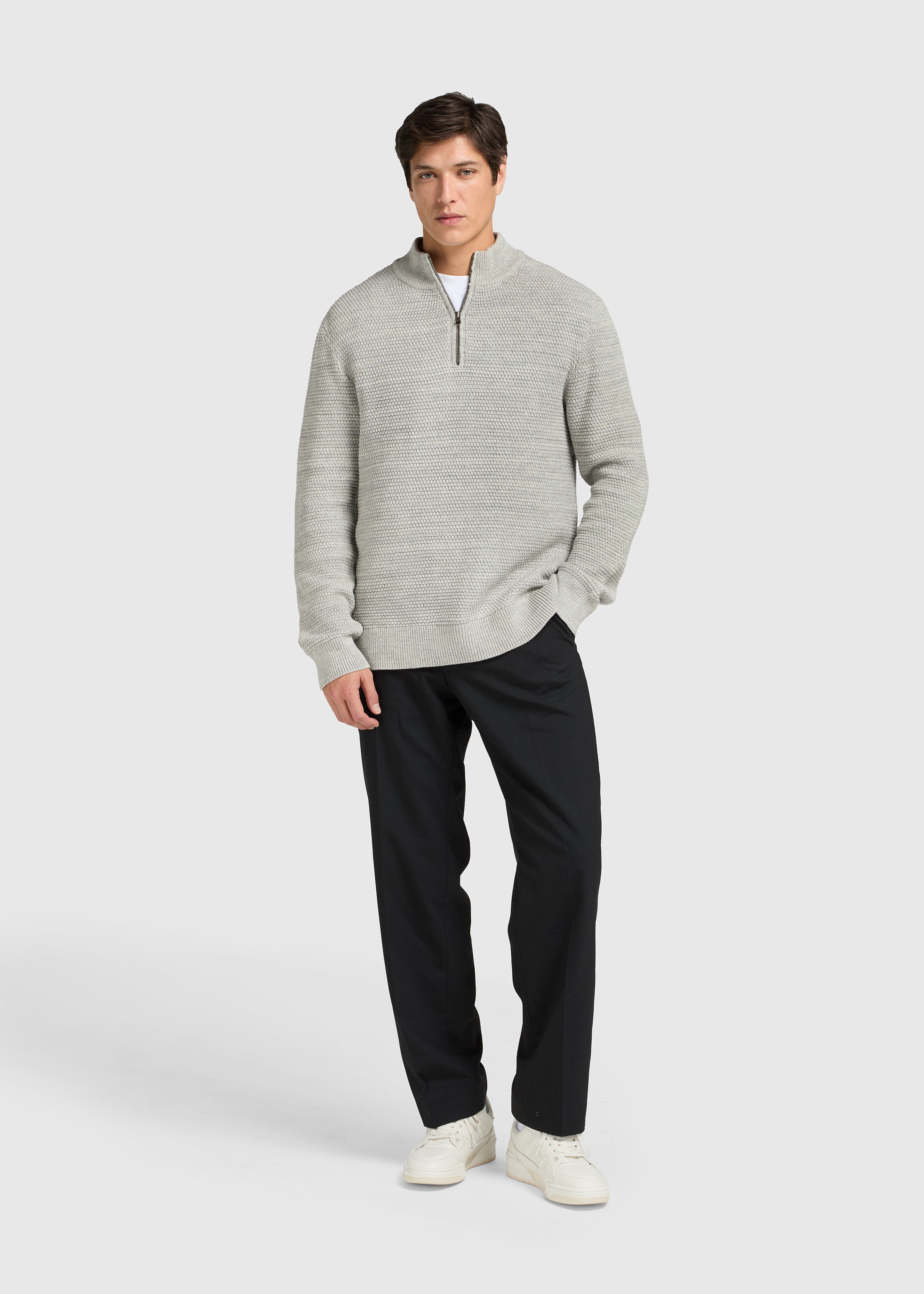 Structure Half Zip Knit - Grey Melee