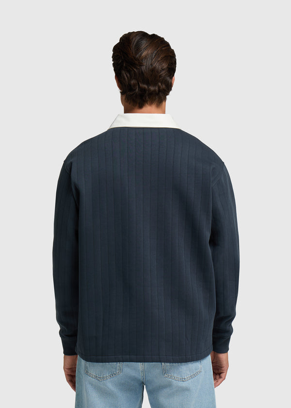 Tonal Stripe Polo - Dark Blue