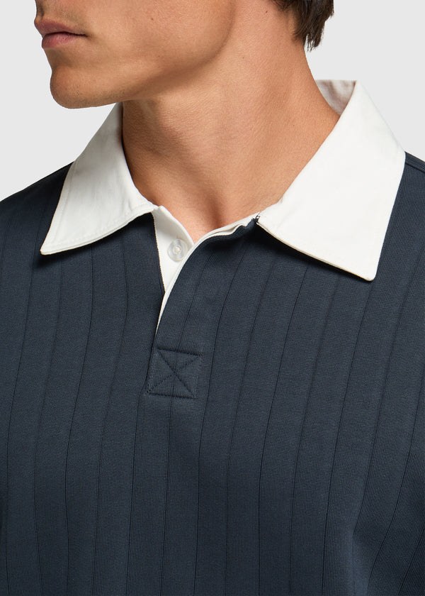 Tonal Stripe Polo - Dark Blue