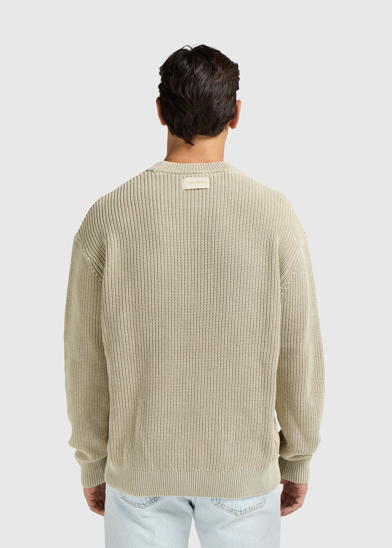 Washed Knit Crewneck - Slate Green