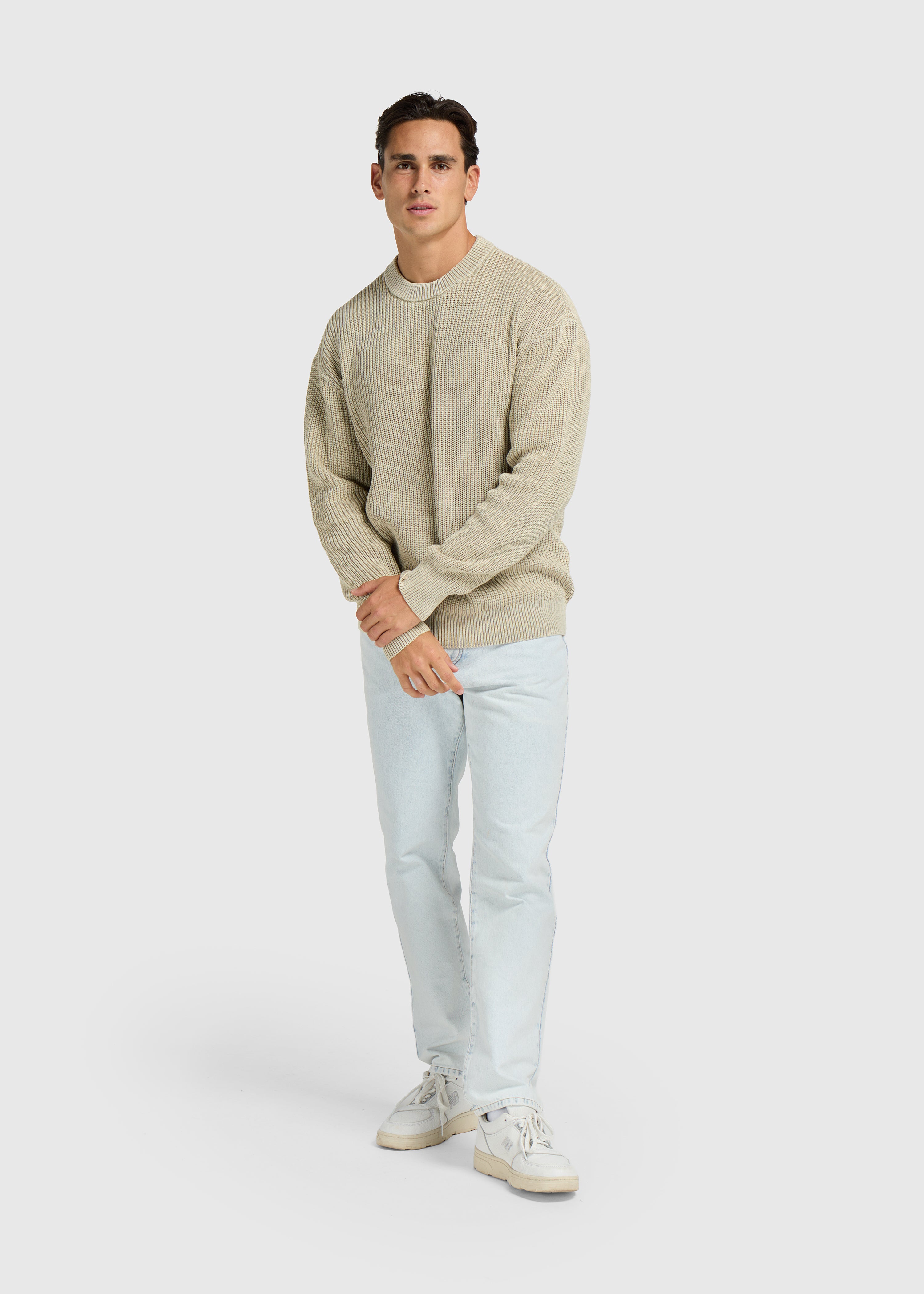 Washed Knit Crewneck - Slate Green