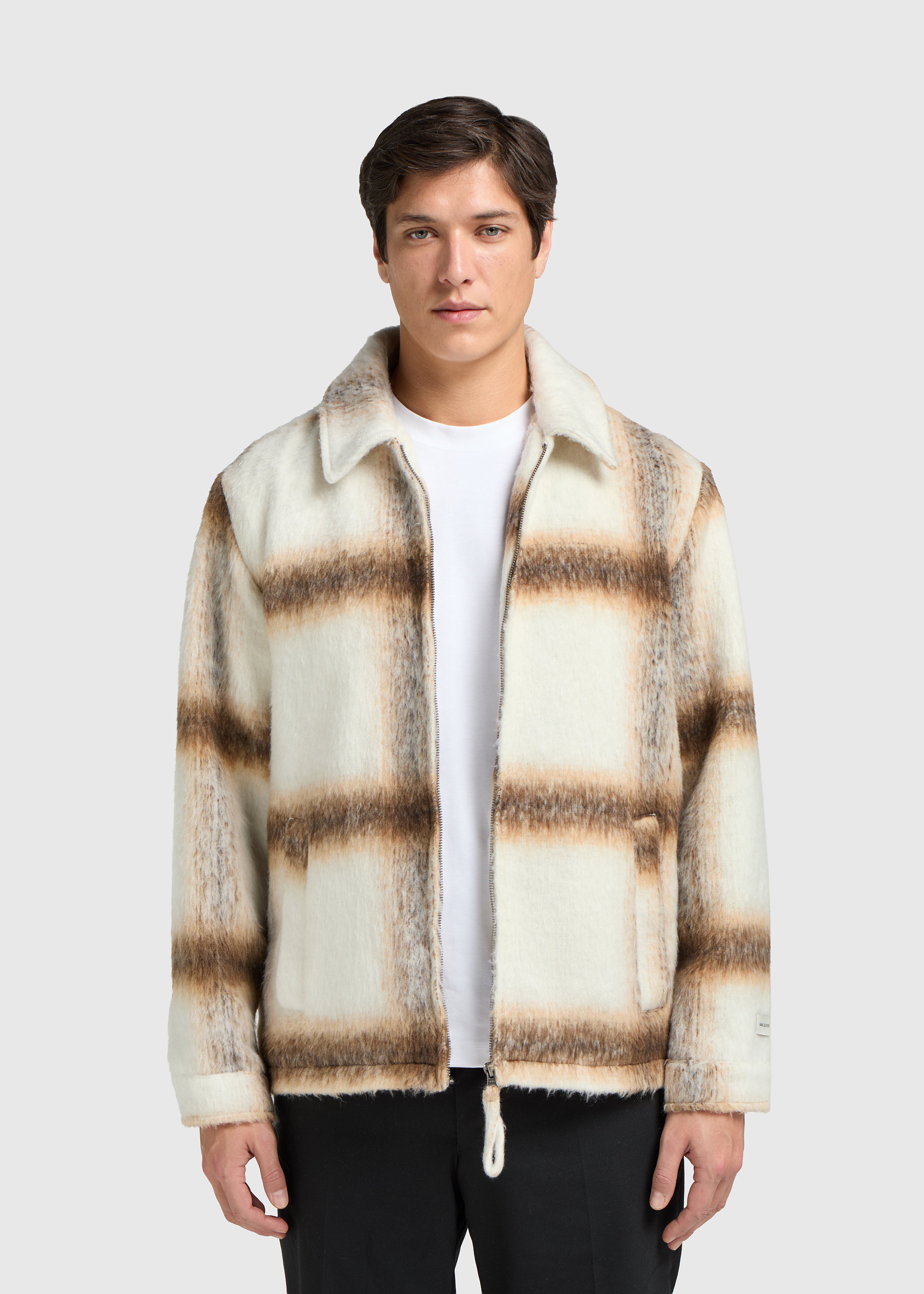 Hairy Check Jacket - Sand