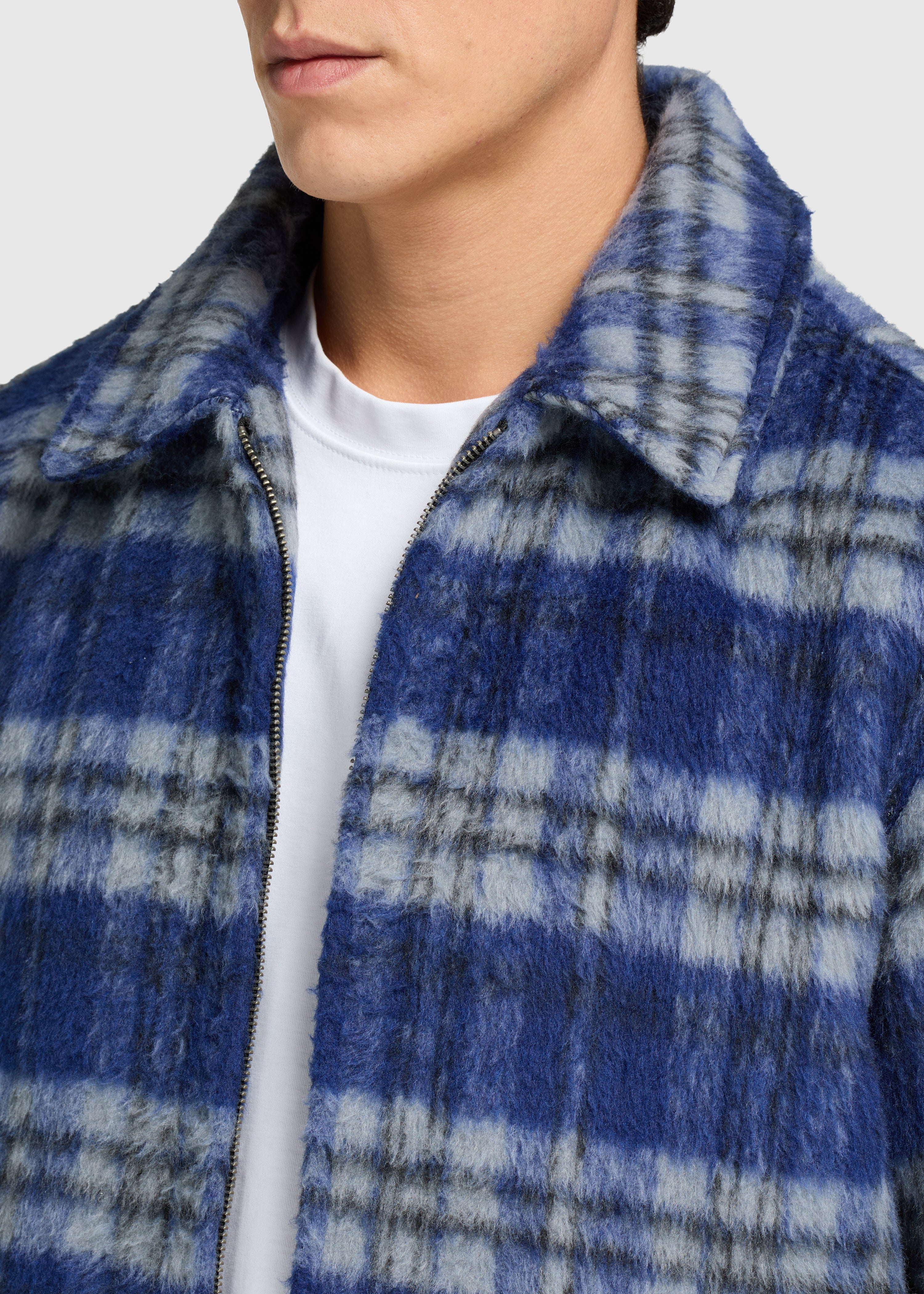Hairy Check Jacket - Navy