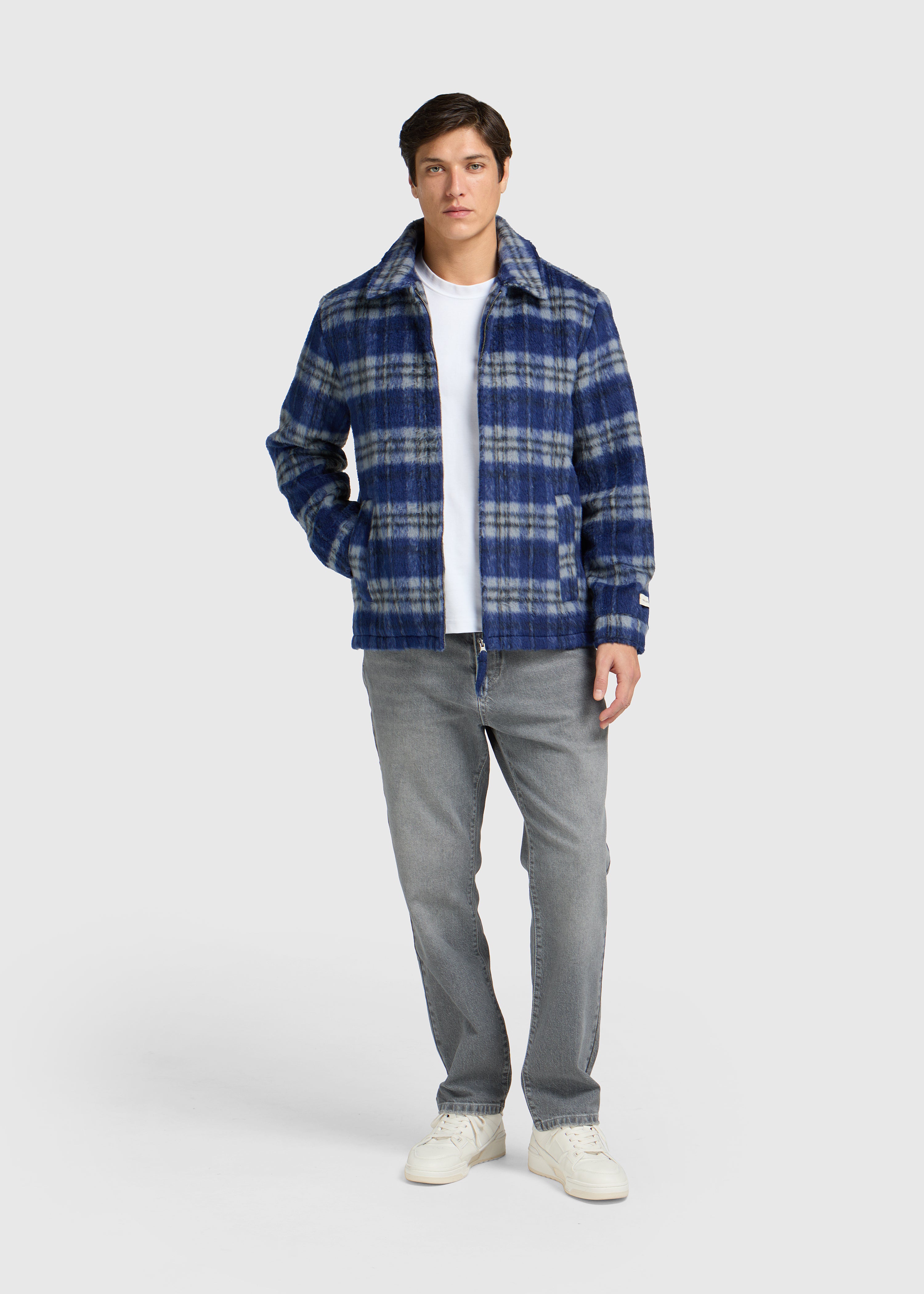 Hairy Check Jacket - Navy