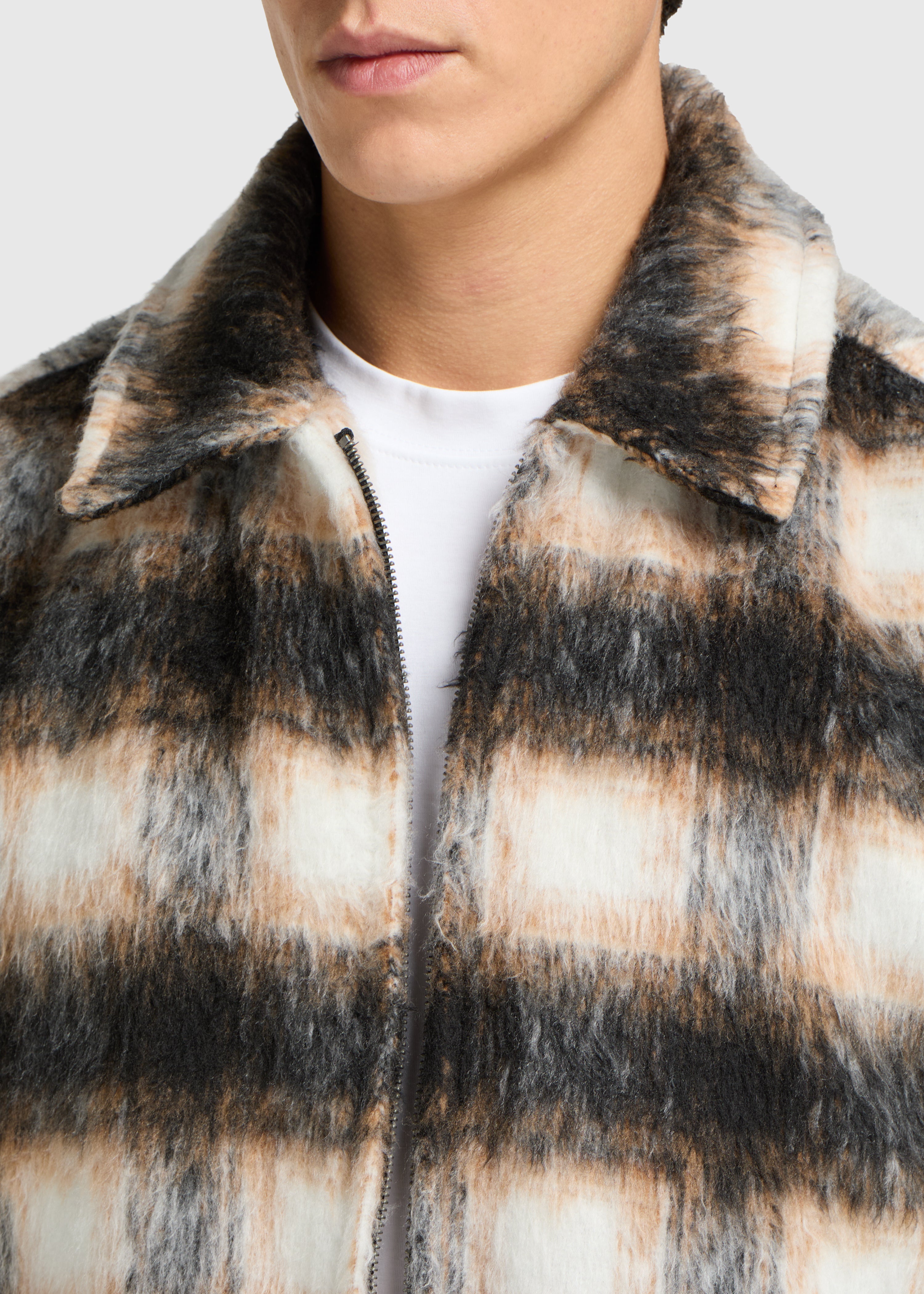 Hairy Check Jacket- Black