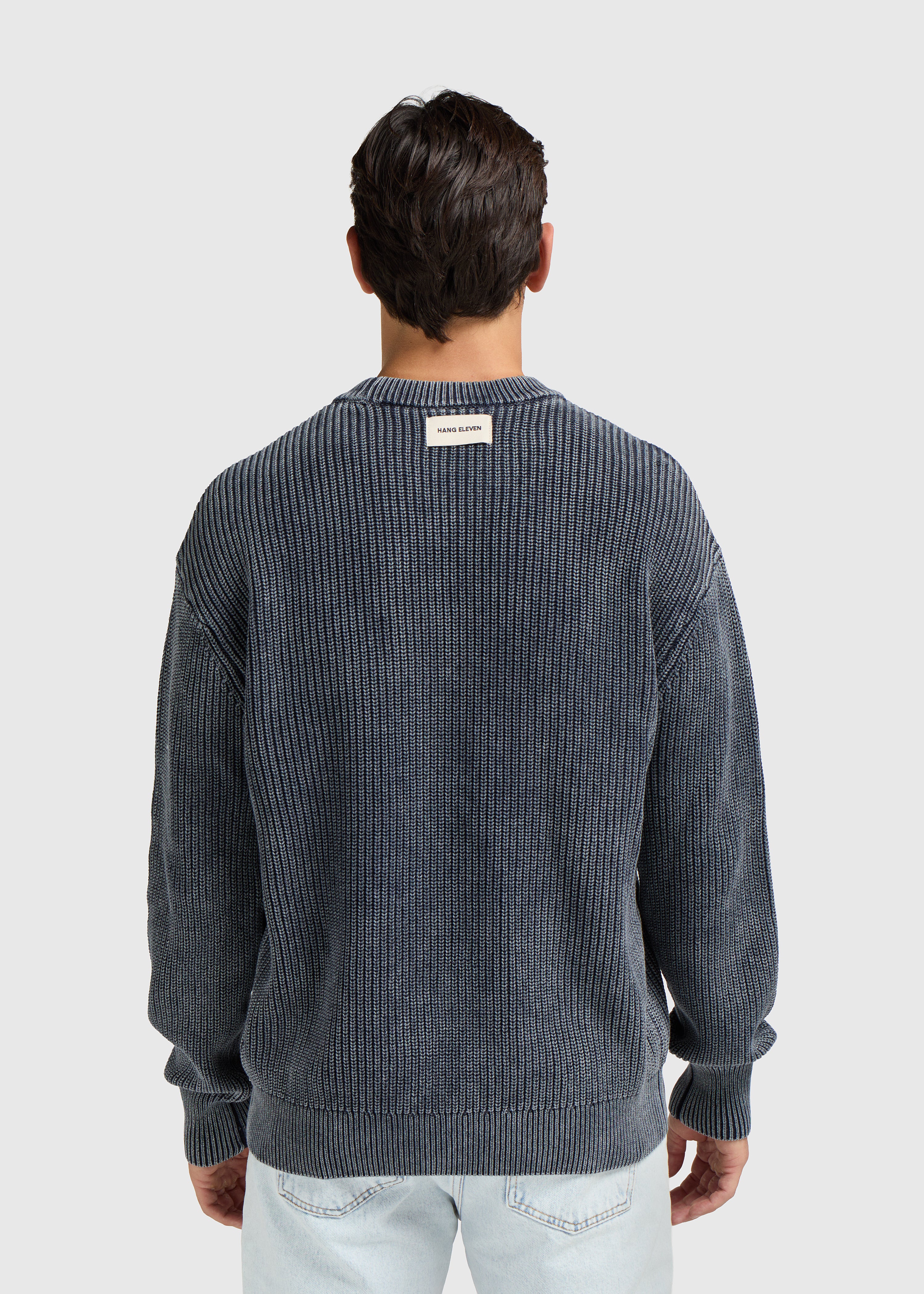 Structure, demi-zip, tricot - Mélange marine