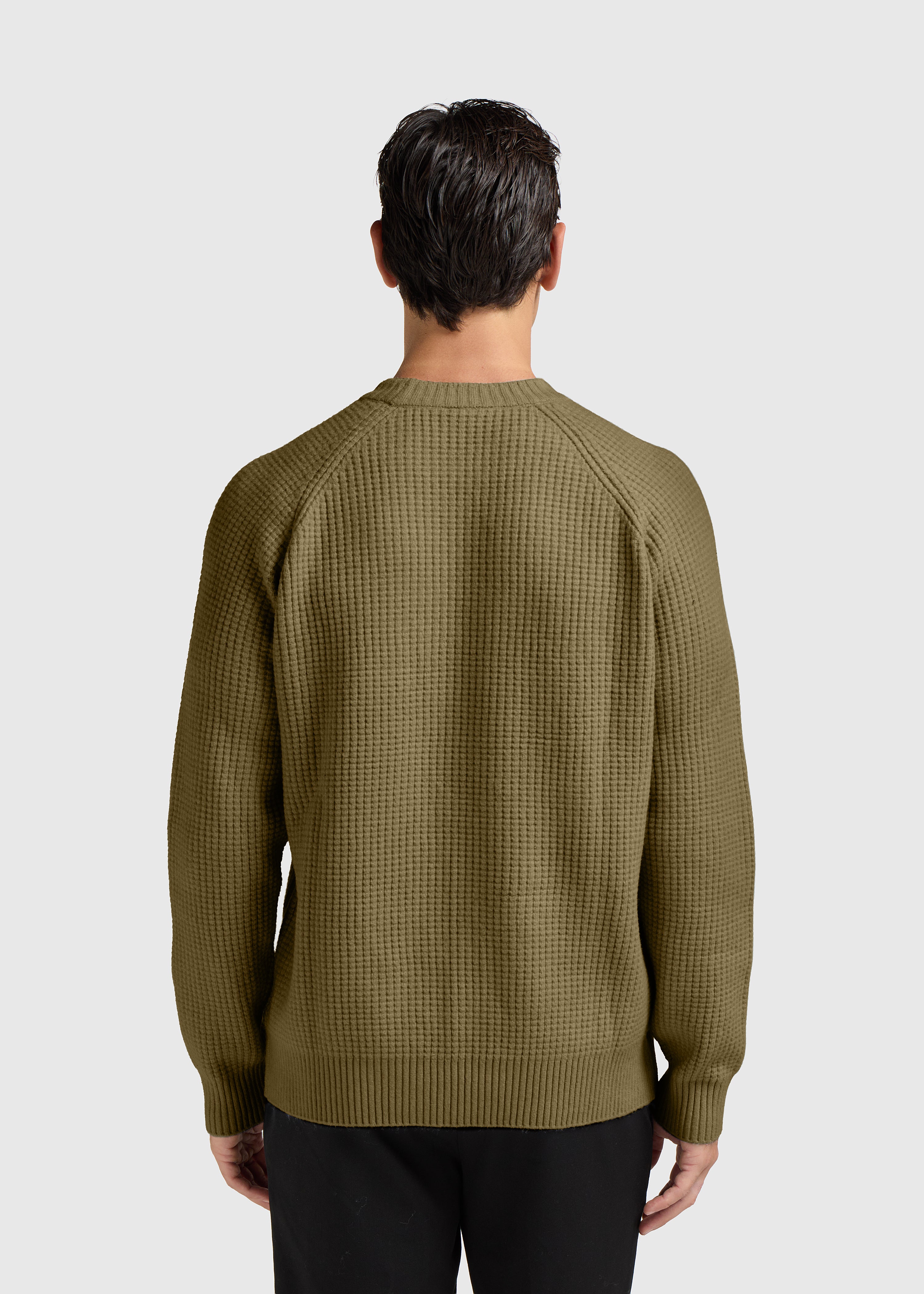 Soft Waffle Crewneck - Dark Green