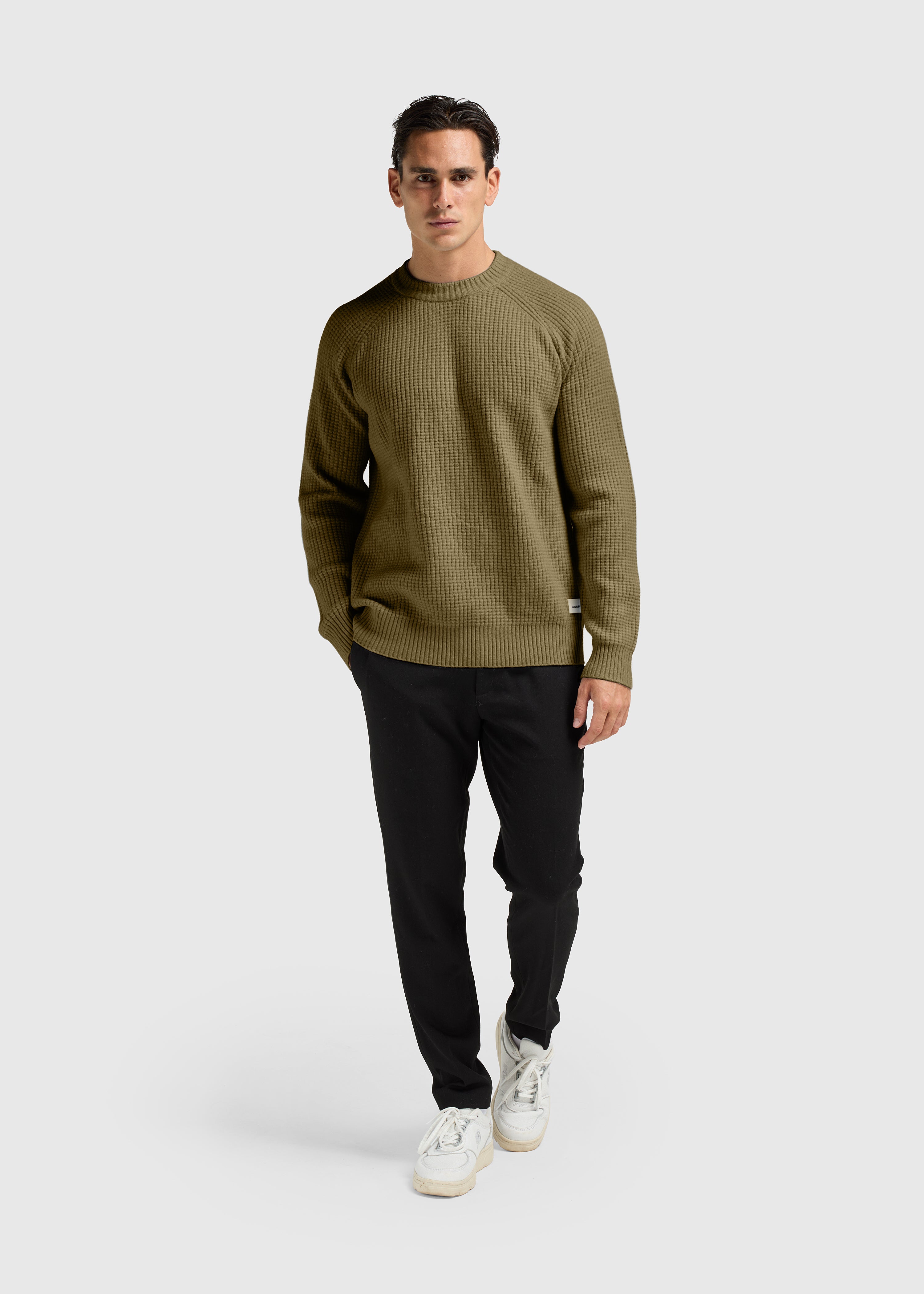 Soft Waffle Crewneck - Dark Green