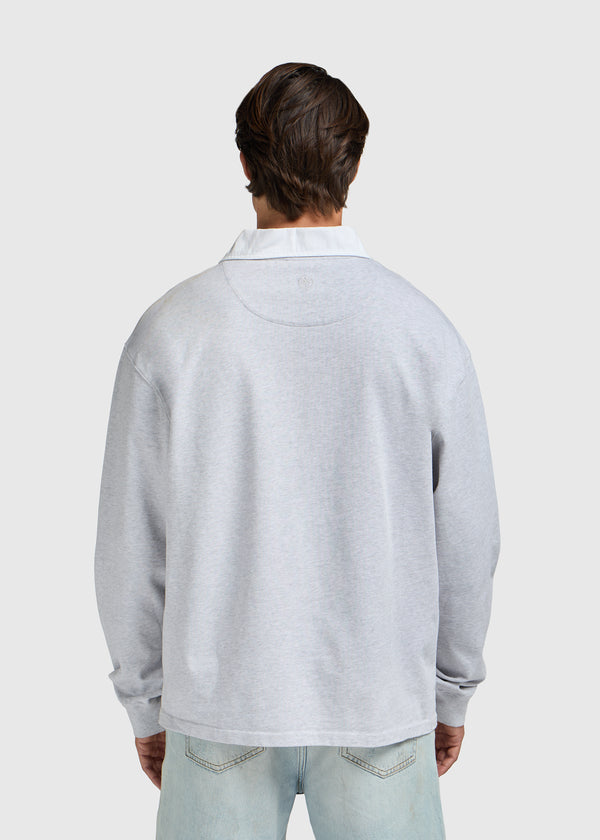 Contrast Collar Polo - Grey Melee