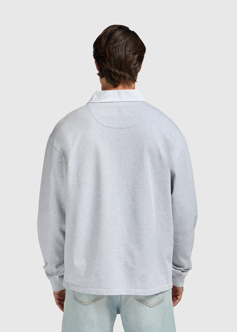 Contrast Collar Polo - Grey Melee