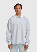 Contrast Collar Polo - Grey Melee