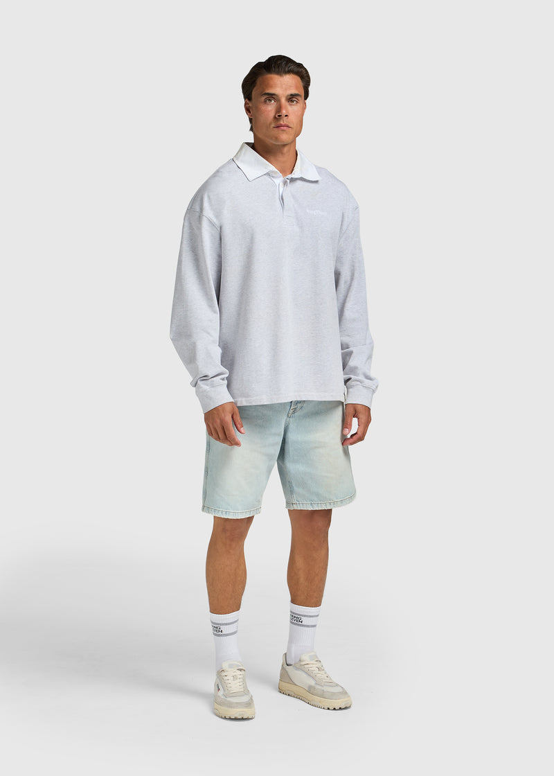 Contrast Collar Polo - Grey Melee