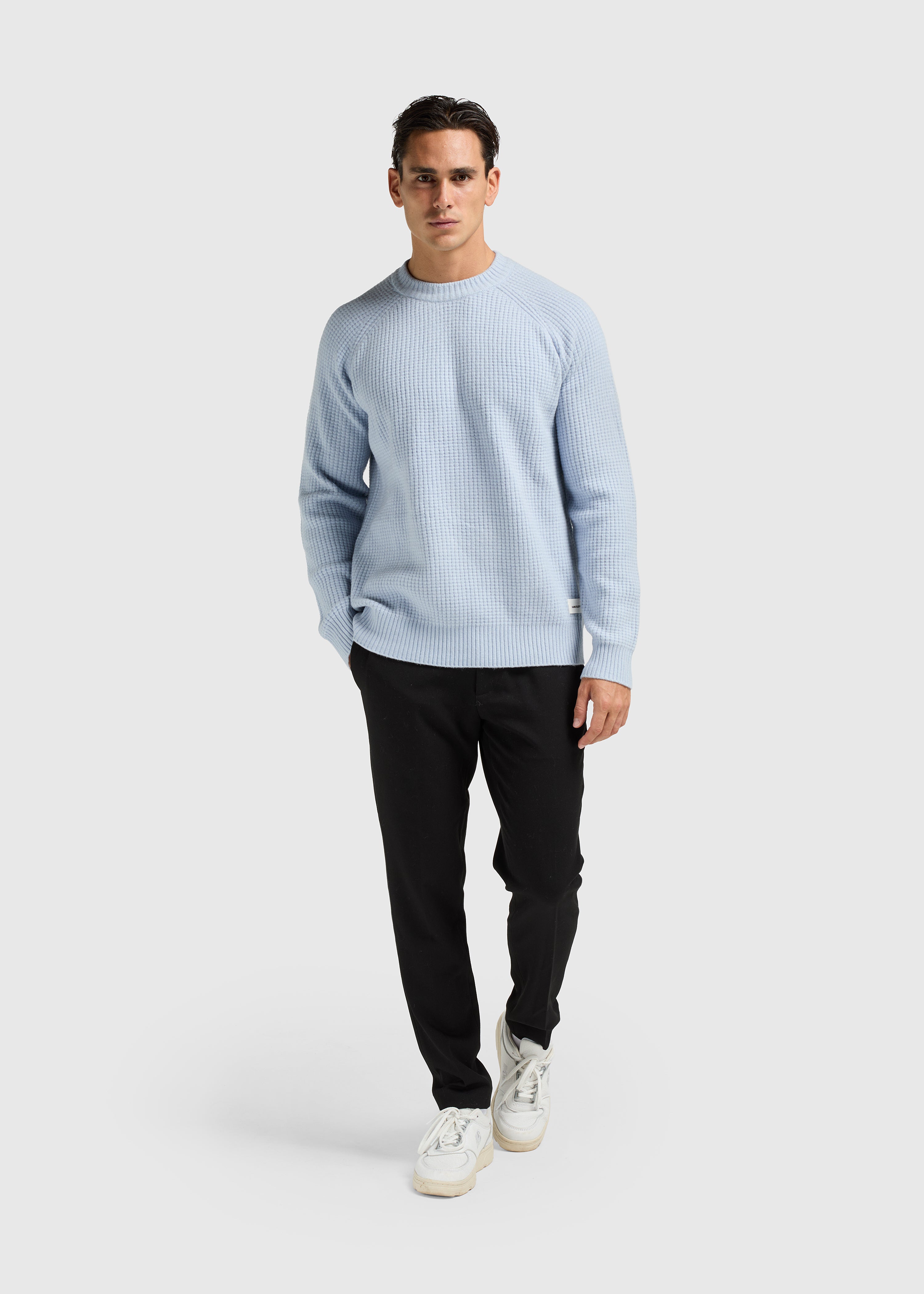 Soft Waffle Crewneck - Light Blue