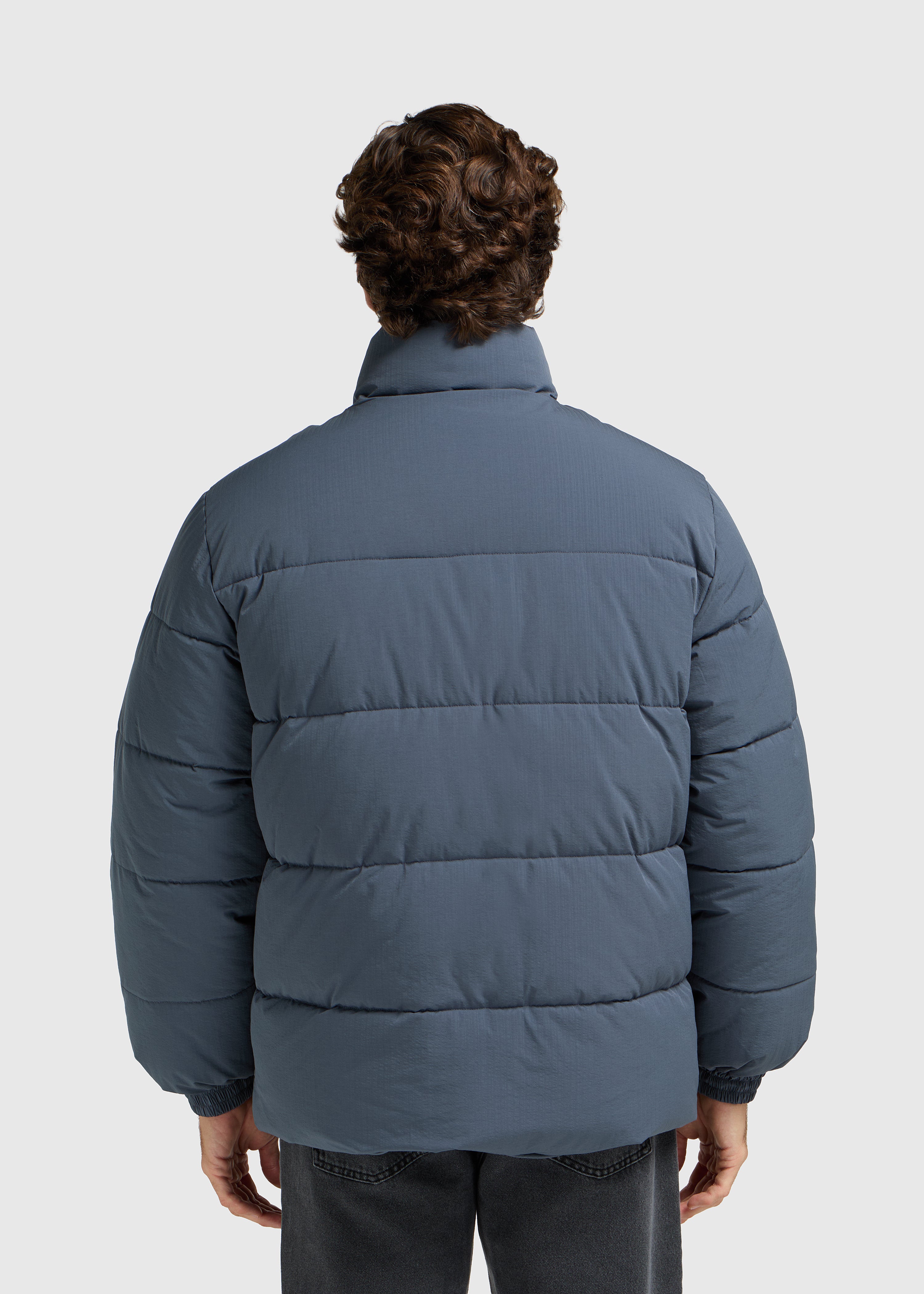 Seersucker Puffer Jacket - Ombre Blue