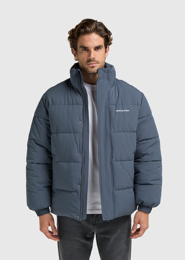 Seersucker Puffer Jacket - Ombre Blue