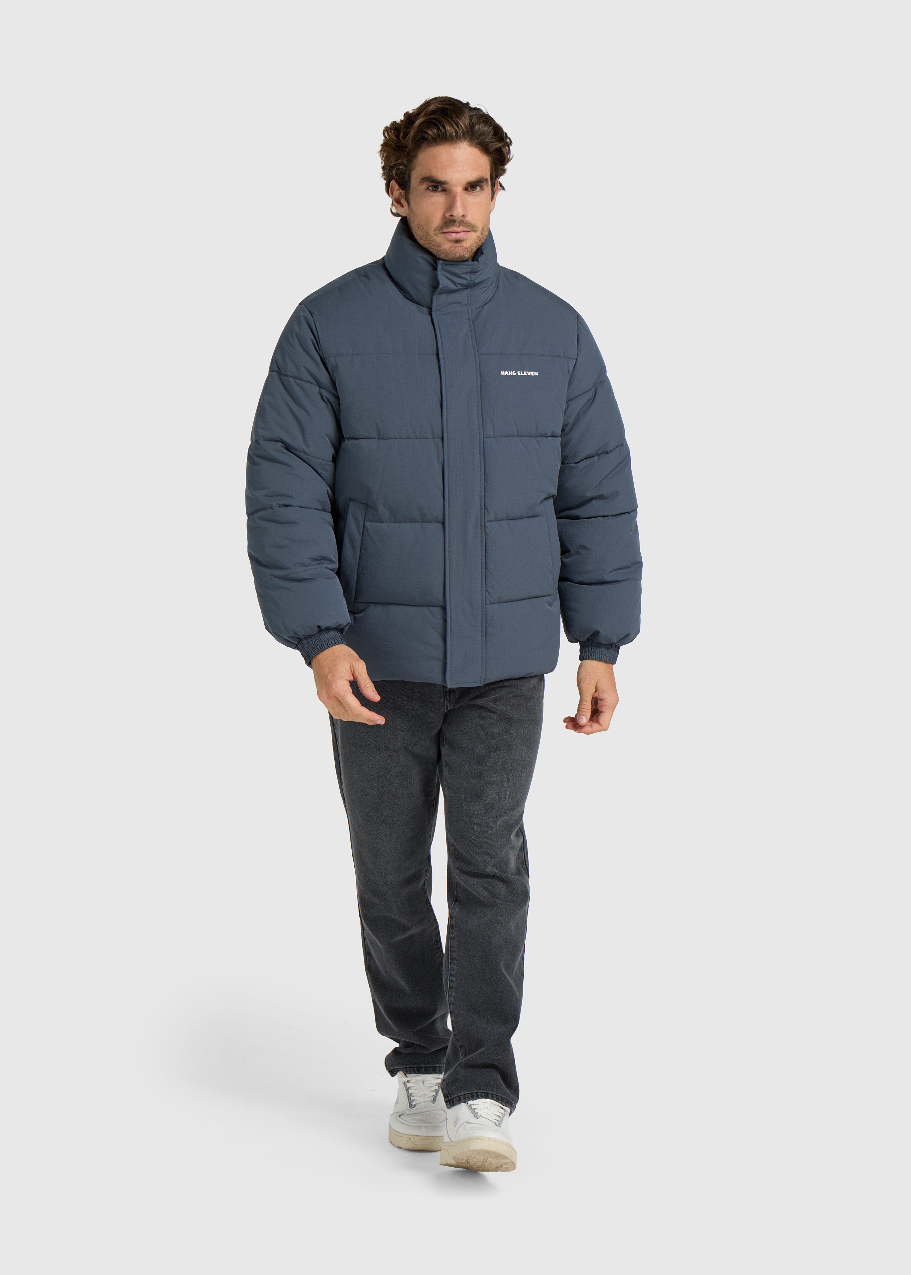 Seersucker Puffer Jacket - Ombre Blue