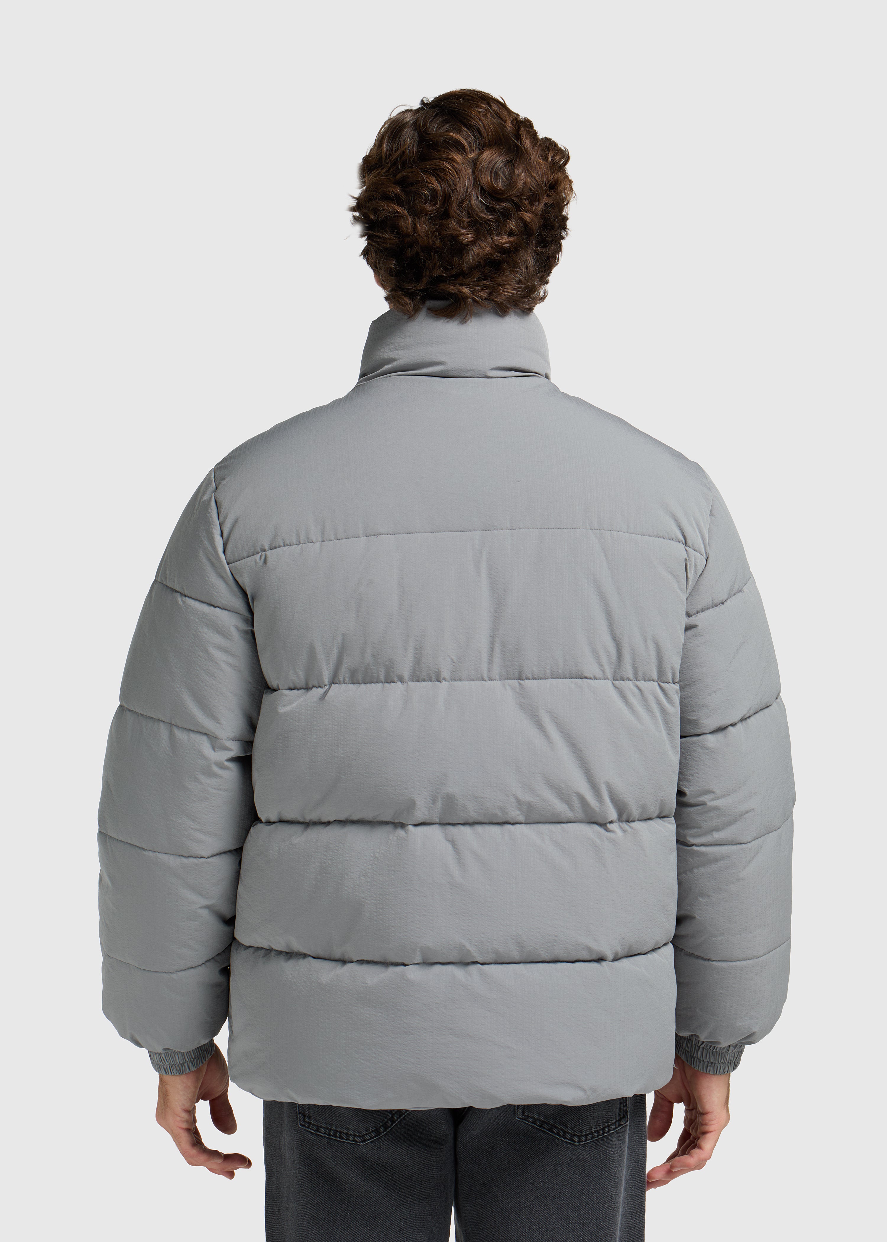 Seersucker Puffer Jacket - Grey
