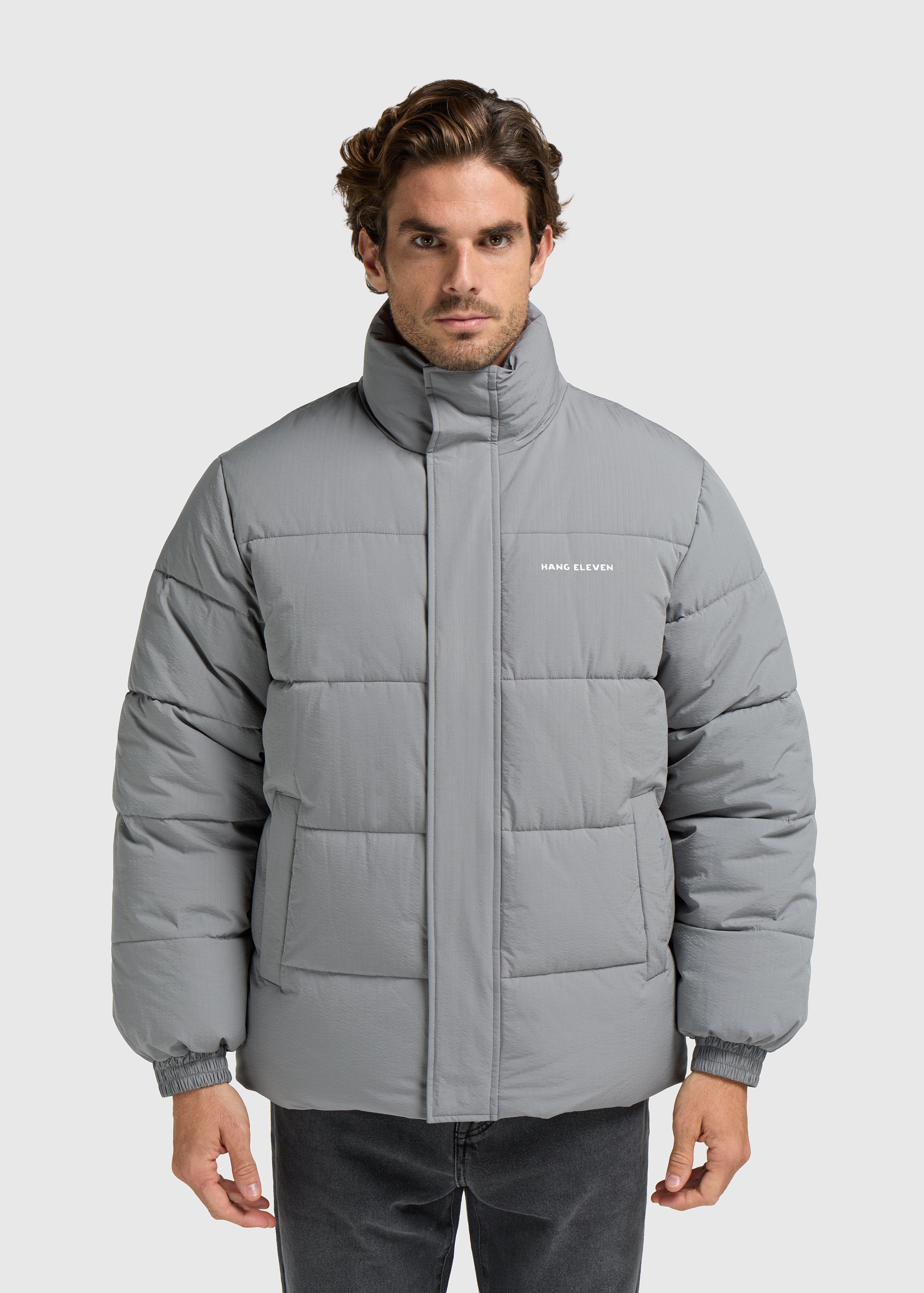 Veste Puffer en Seersucker - Gris