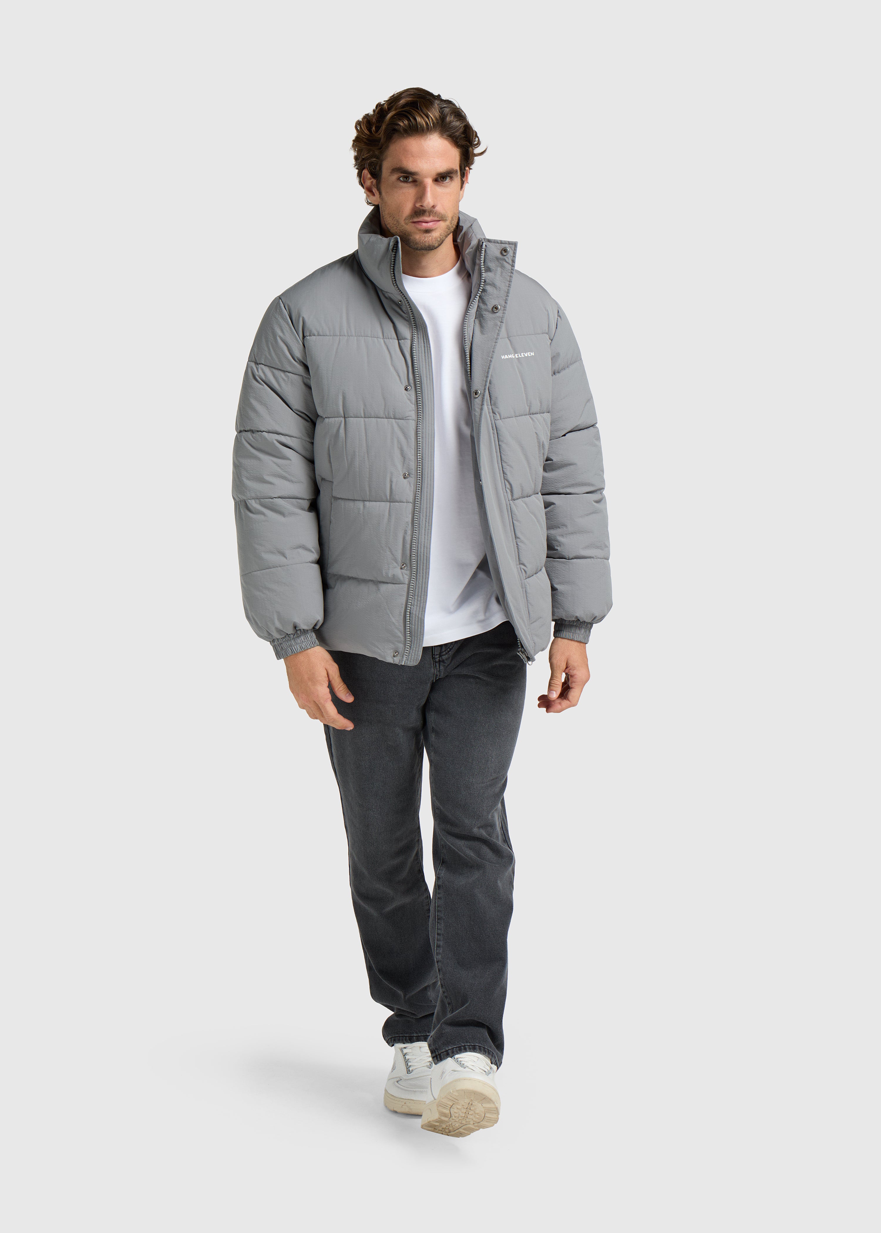 Veste Puffer en Seersucker - Gris