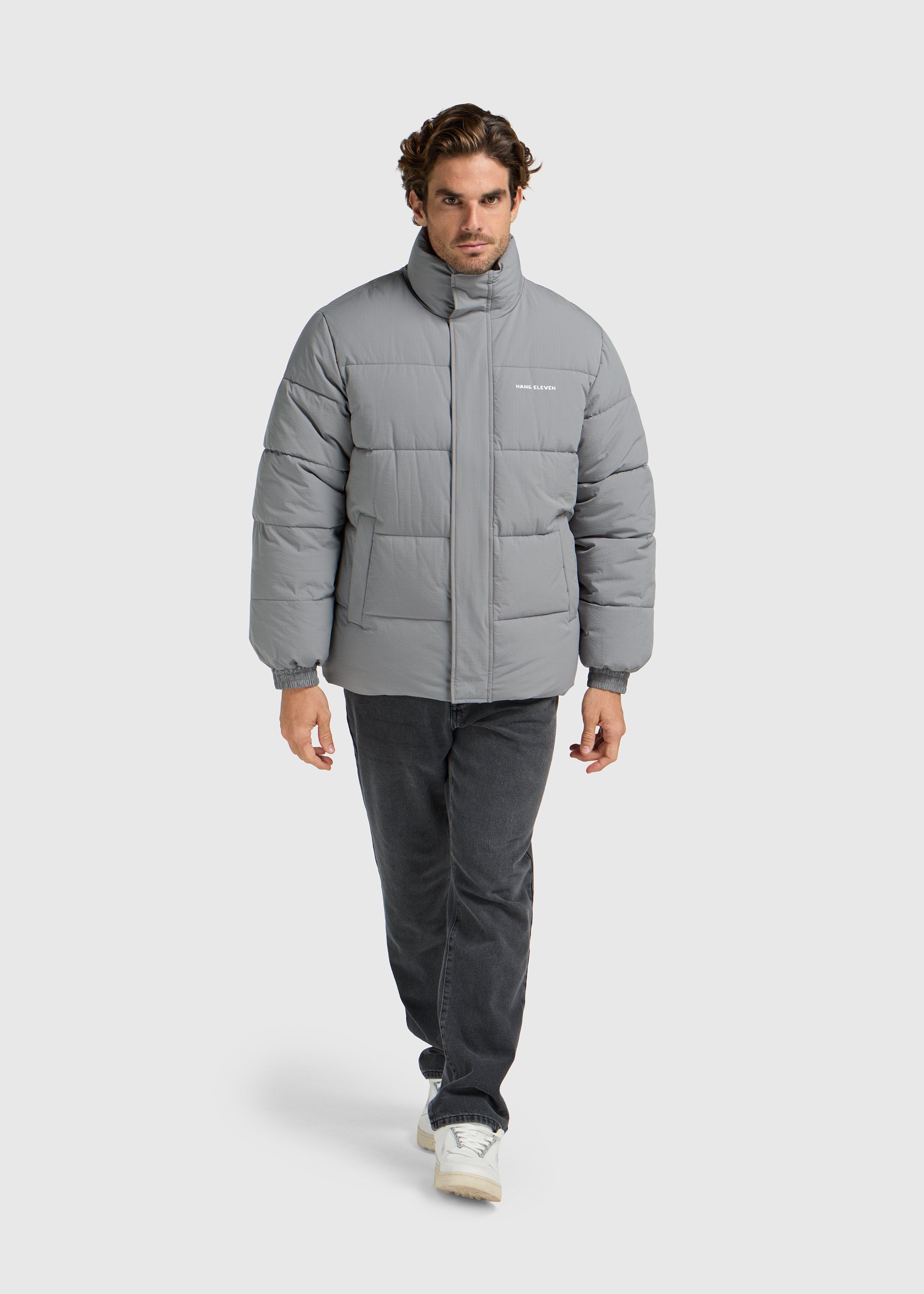 Veste Puffer en Seersucker - Gris