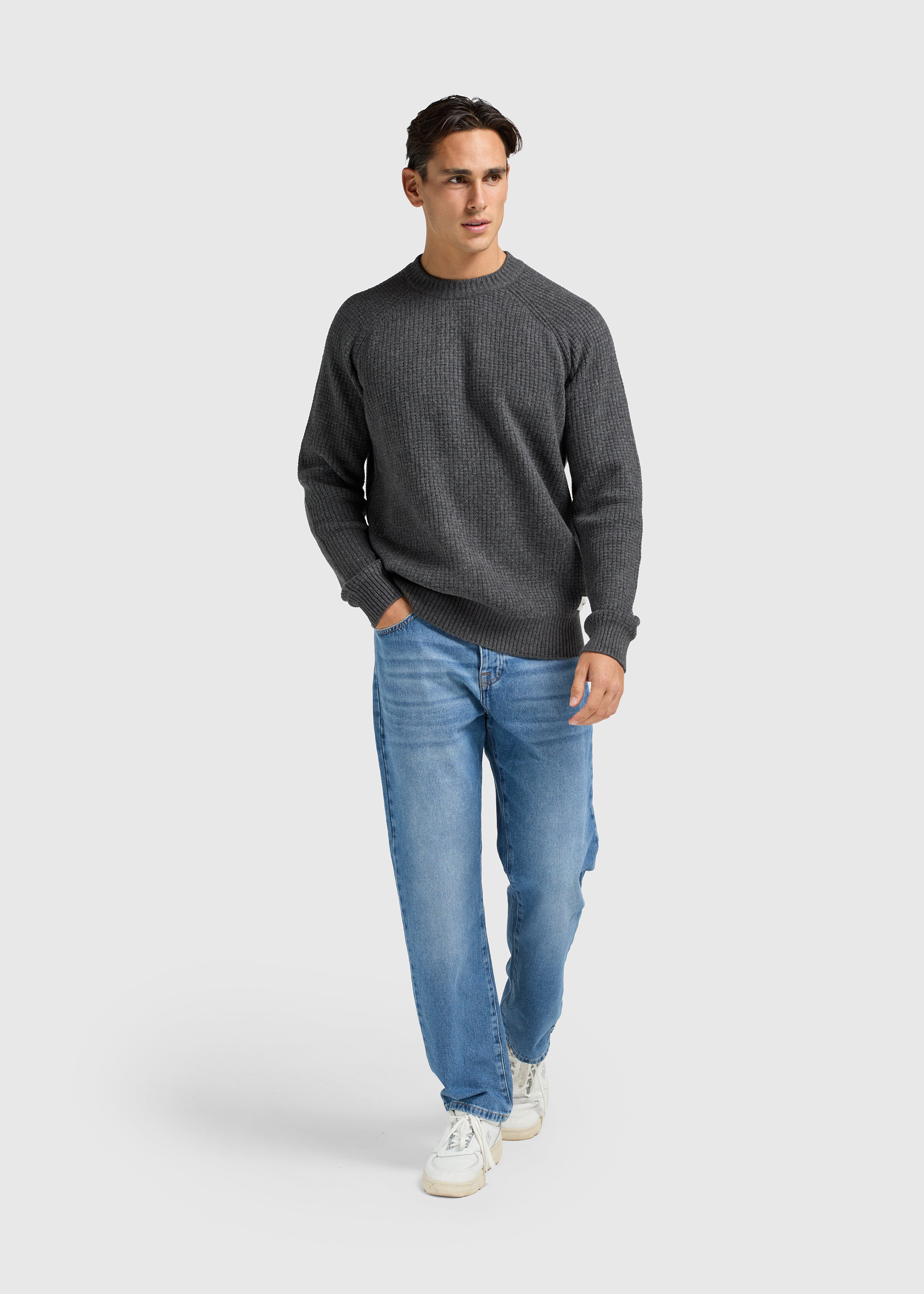 Soft Waffle Crewneck - Anthracite