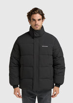 Seersucker Puffer Jacket - Black