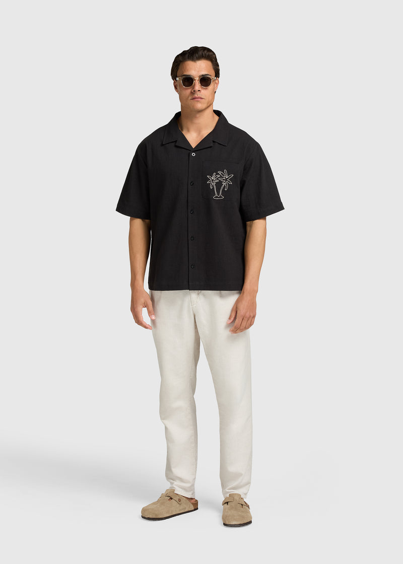 Night Palm Resort Shirt - Off Black