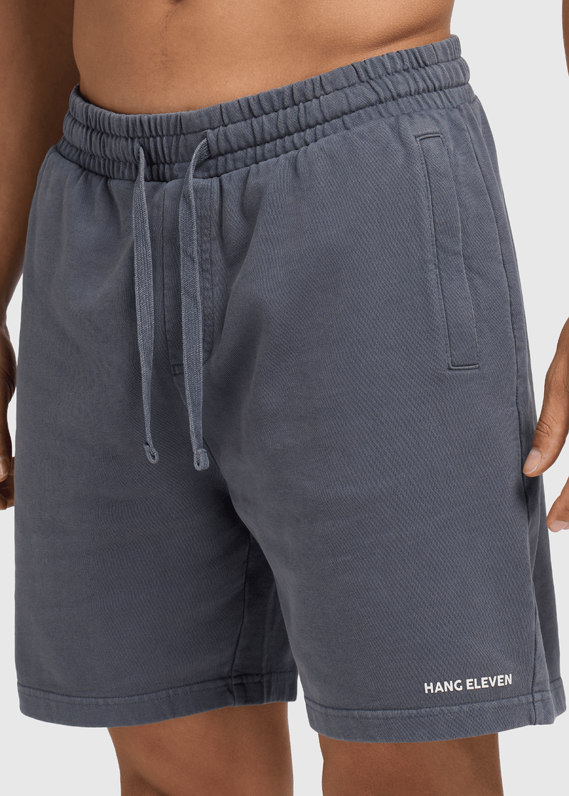 Washed Essential Sweat Short - Slate Blue