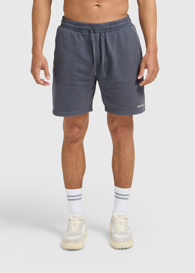 Washed Essential Sweat Short - Slate Blue