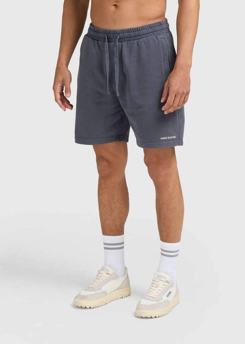 Washed Essential Sweat Short - Slate Blue