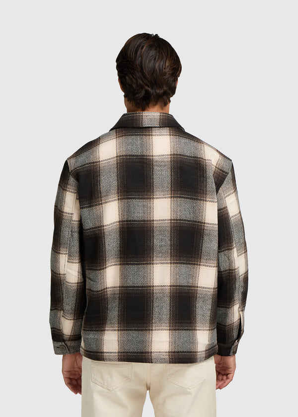 Herringbone Check Overshirt - Brown
