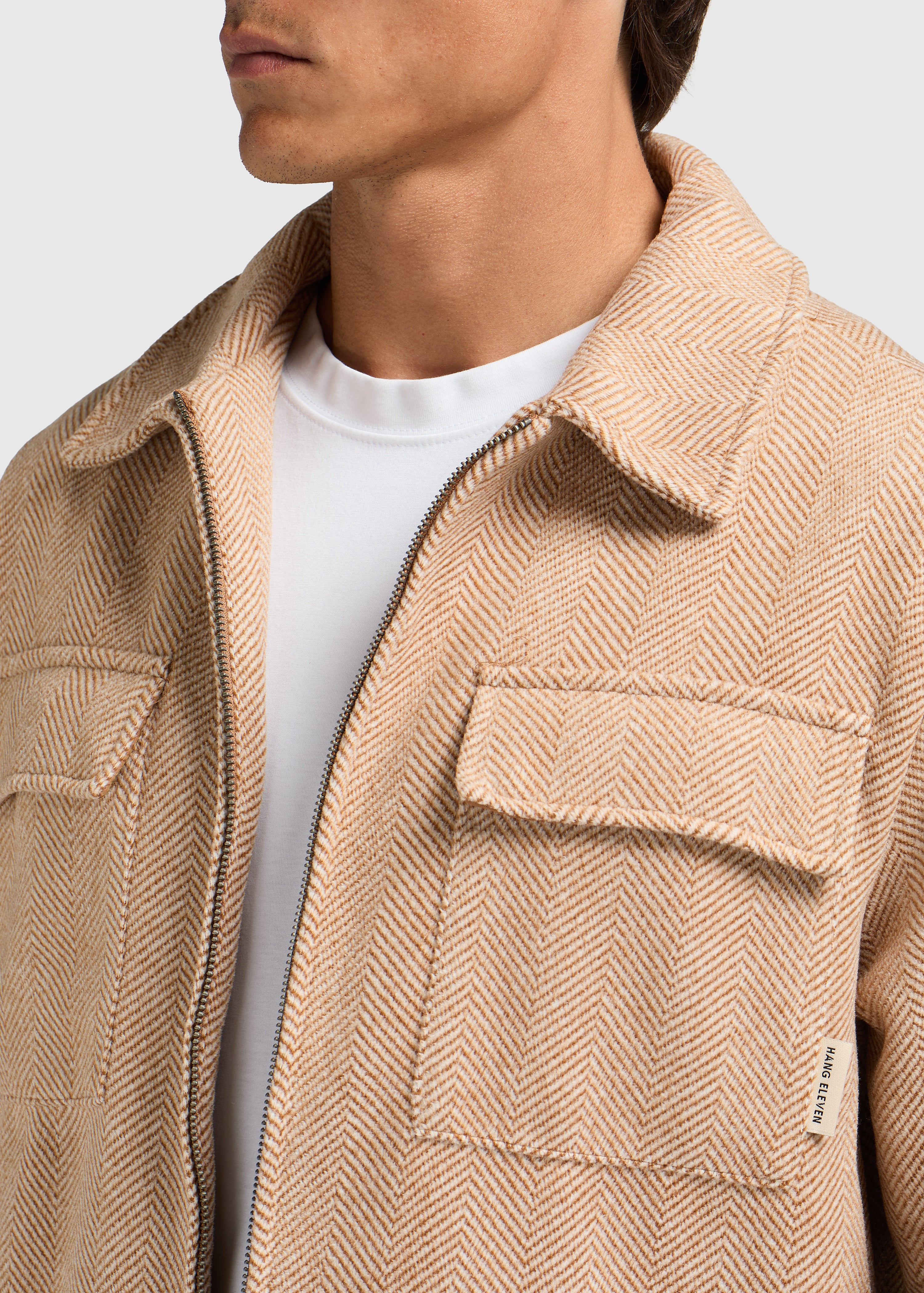 Herringbone Zip Jacket - Desert