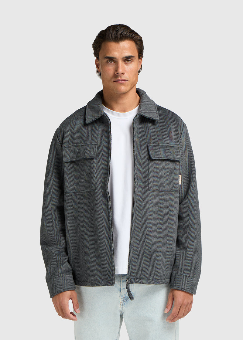 Herringbone Zip Jacket - Antra Melange