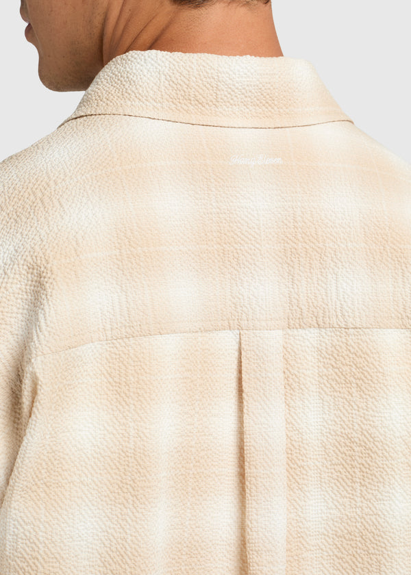 Shadow Check Seersucker Shirt - Sand