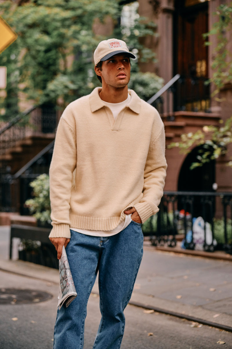 Heavy Knit Polo - Light Sand
