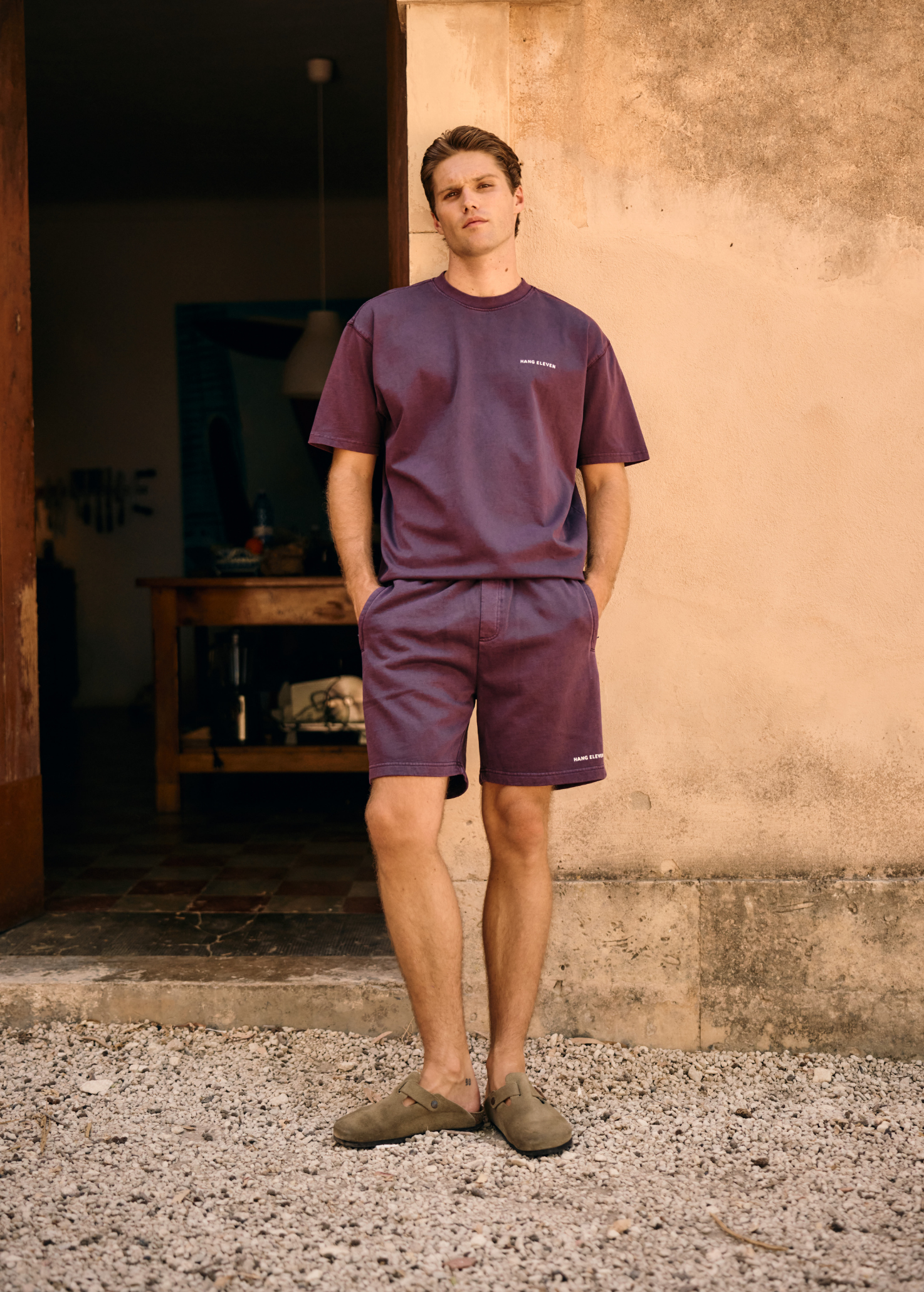 Washed Sweat Short - Dark Purple