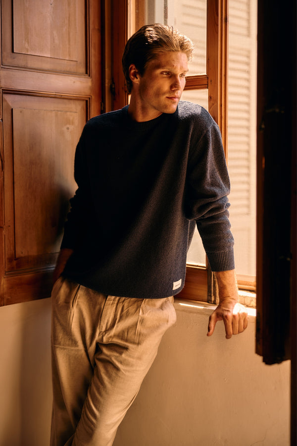 Loop Knit Crewneck - Navy