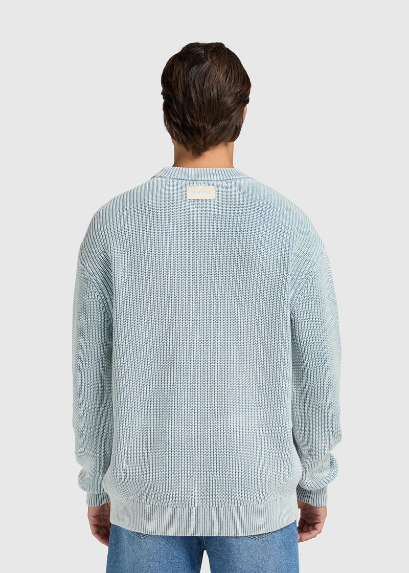Washed Knit Crewneck - Light Blue