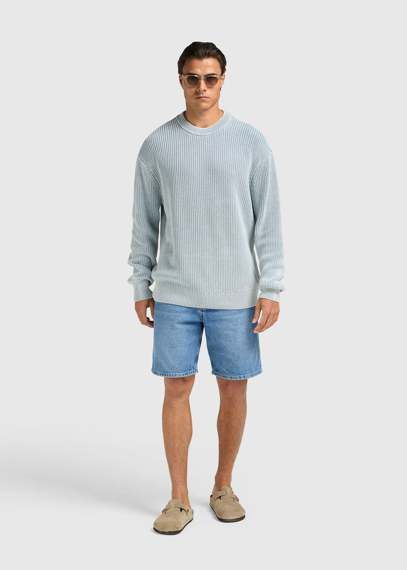 Washed Knit Crewneck - Light Blue
